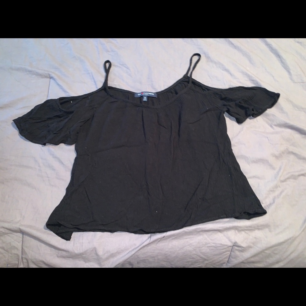 Black exposed shoulder shirt